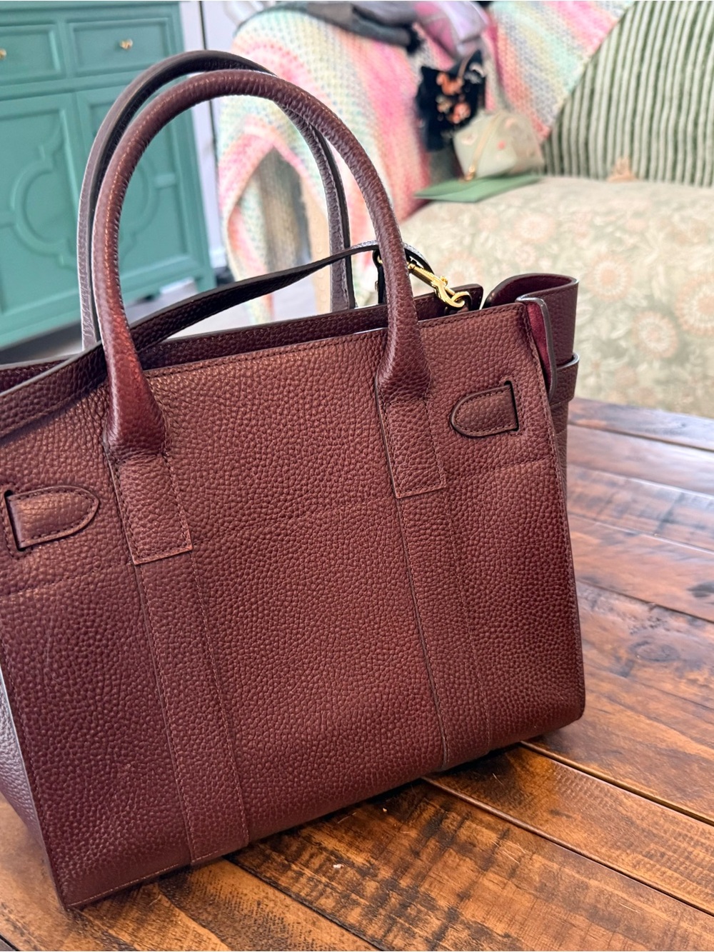 Mulberry Small Bayswater Leather Satchel in Plum - Picture 4 of 8
